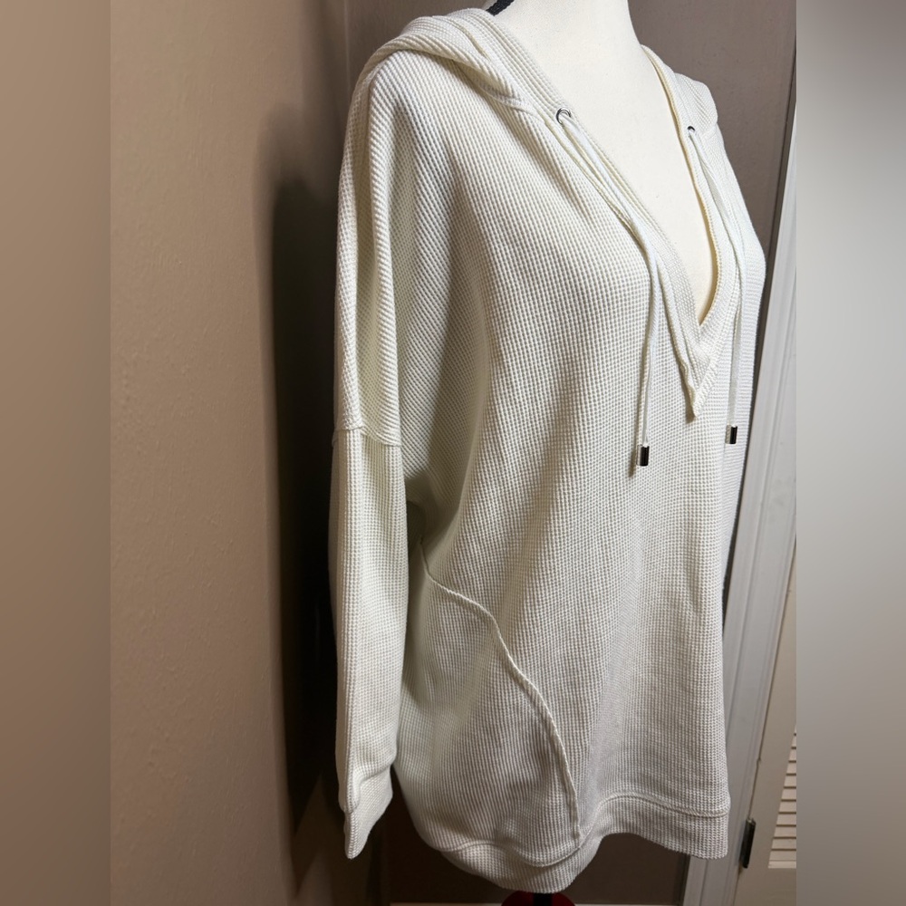 Altar’d State Intimates Waffle Knit Ivory Loungeware Hoodie Size Small